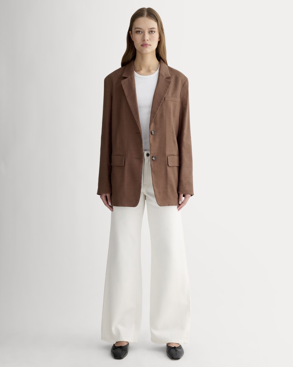 The Oversized Blazer in Stretch Linen | Cedarwood
