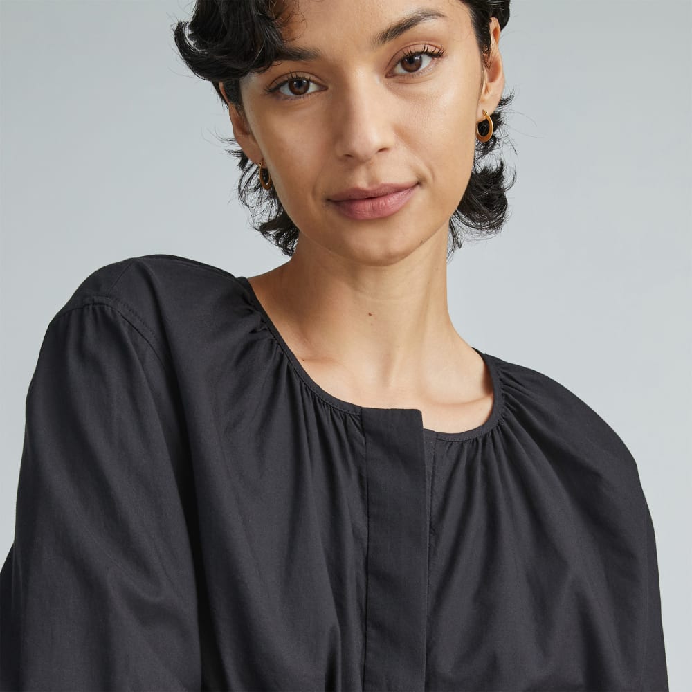 The Silky Cotton Balloon Sleeve Top | Black