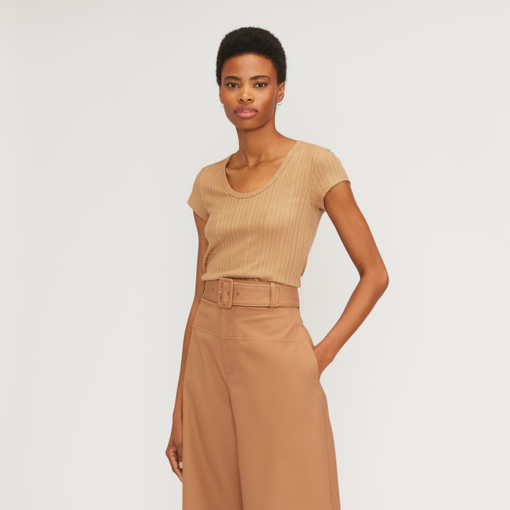 The Rib Soft Knit Scoop-Neck Tee | Caramel