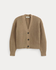 The Boxy Cardigan in Everyday Cotton | Dark Heathered Camel