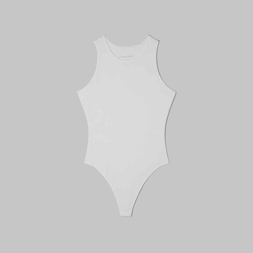 The Cutaway Tank Bodysuit | White | Thong