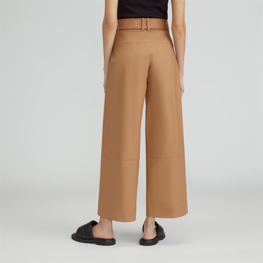 The Structured Cotton Belted Pant | Toasted Coconut