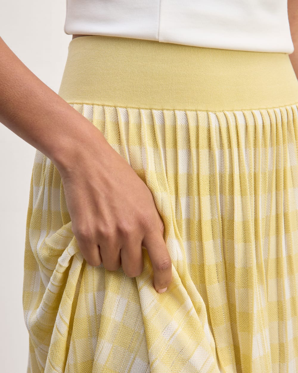 The Pleated Skirt | Bone / Parsnip Gingham
