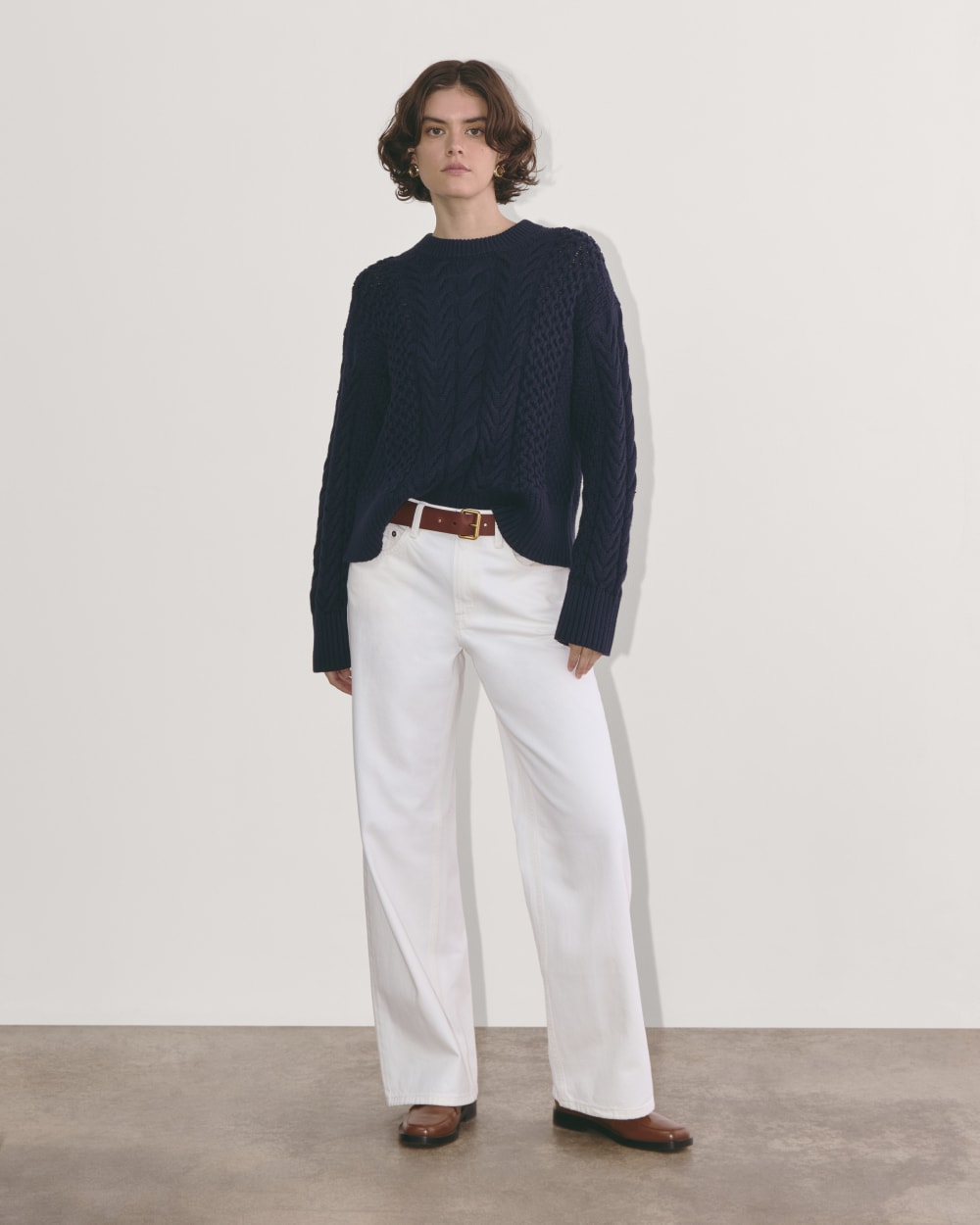 The Cable Sweater in Everyday Cotton | Navy