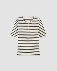 The Vintage Rib Henley | Bone / Black