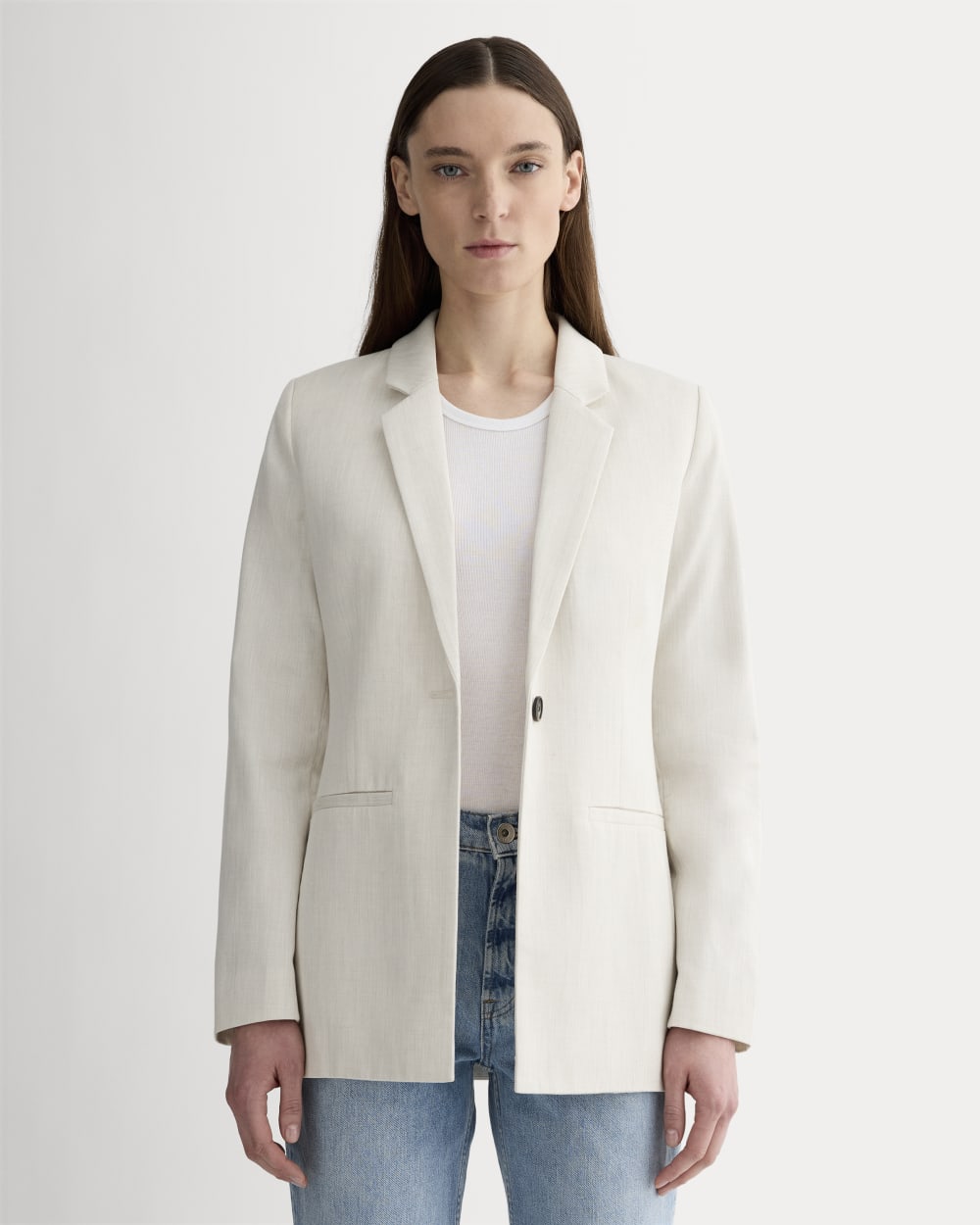 The Relaxed Blazer in Buttersmooth | Heathered Oat