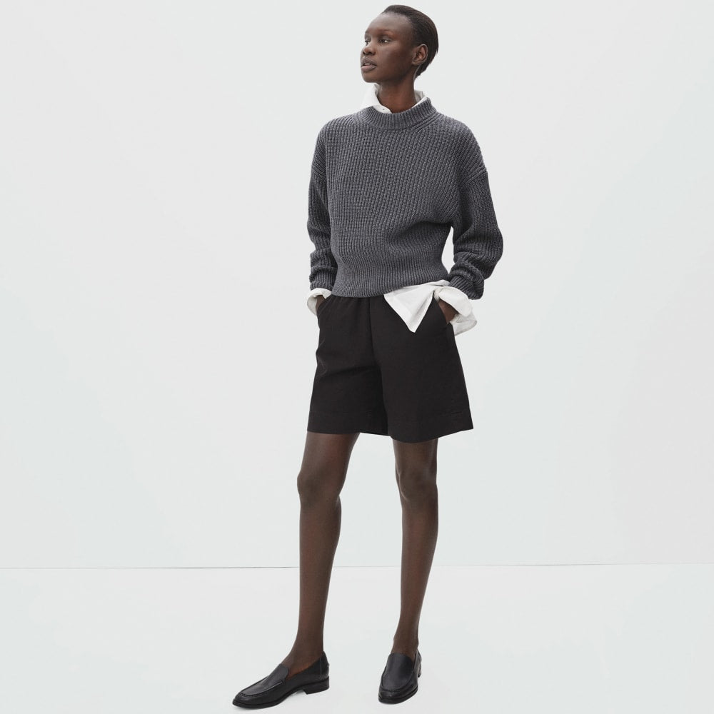 The Texture Cotton Crew | Heathered Charcoal Contrast Trim