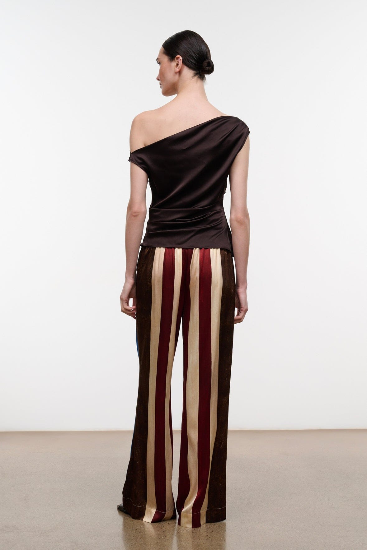 Stroll Silk Pant | Caffe Stripe