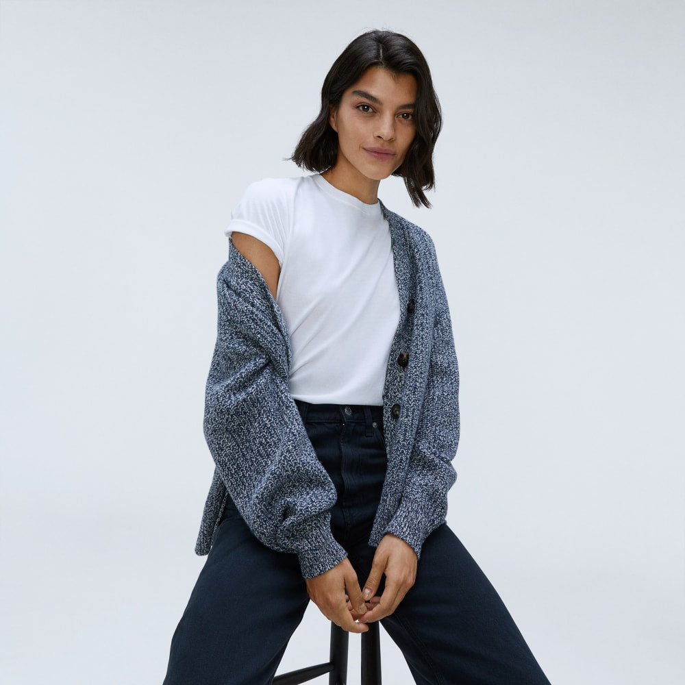 The Felted Merino Cardigan | Dark Mallard / Oat Twist
