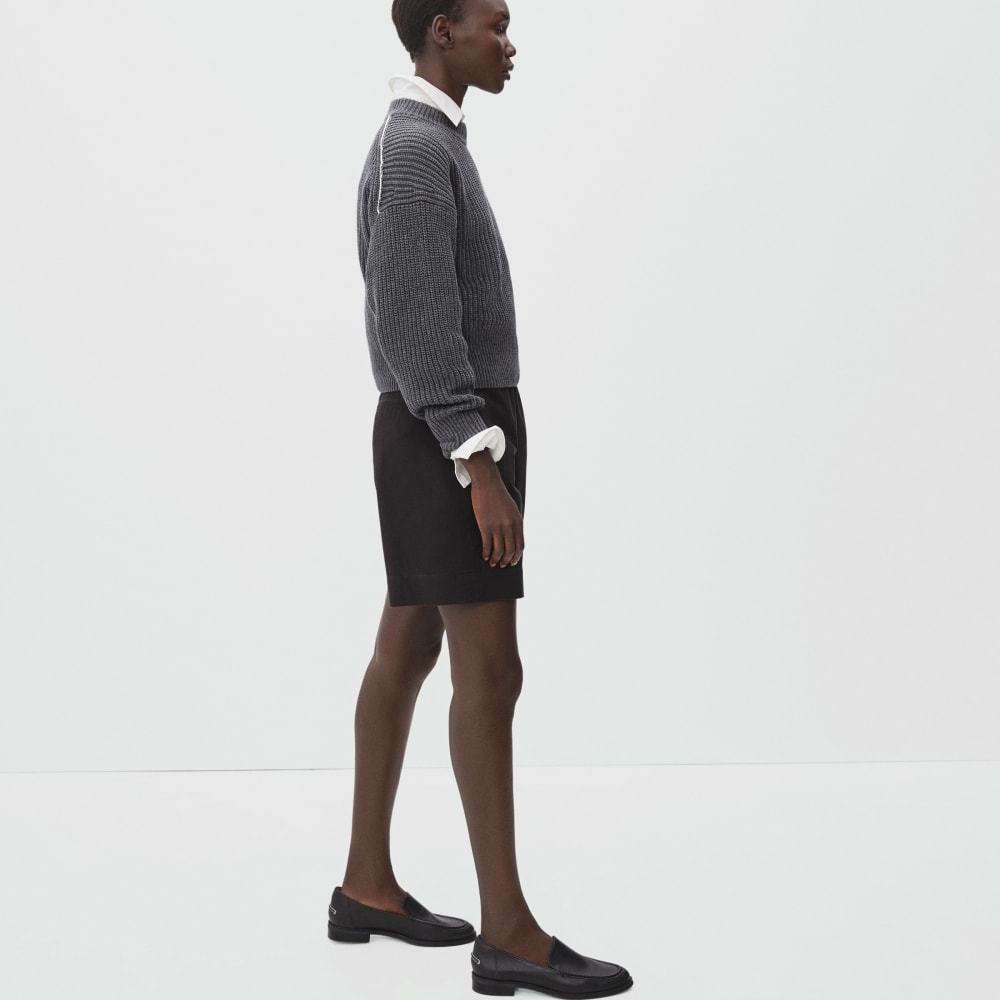 The Texture Cotton Crew | Heathered Charcoal Contrast Trim
