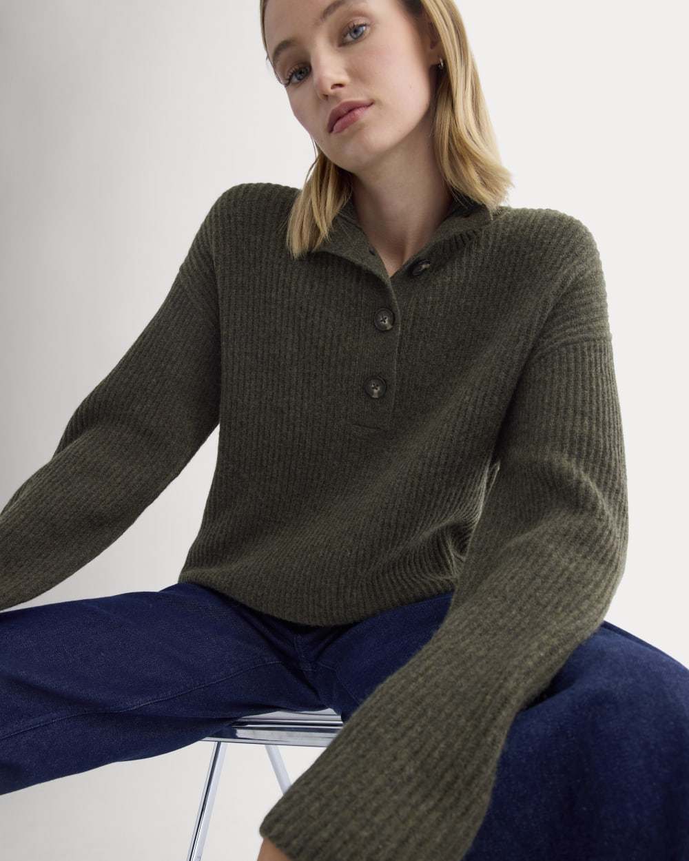 The Cocoon Henley in Wool Cashmere | Heather Beech