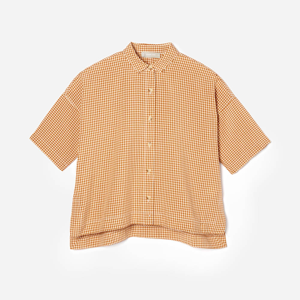 The Drapey Square Shirt | Burnt Orange Gingham