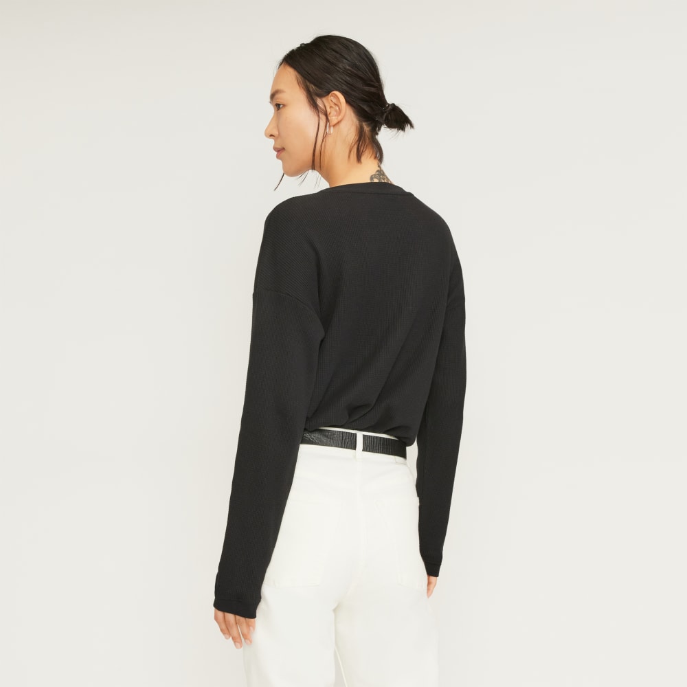 The Organic Cotton Waffle Henley | Black