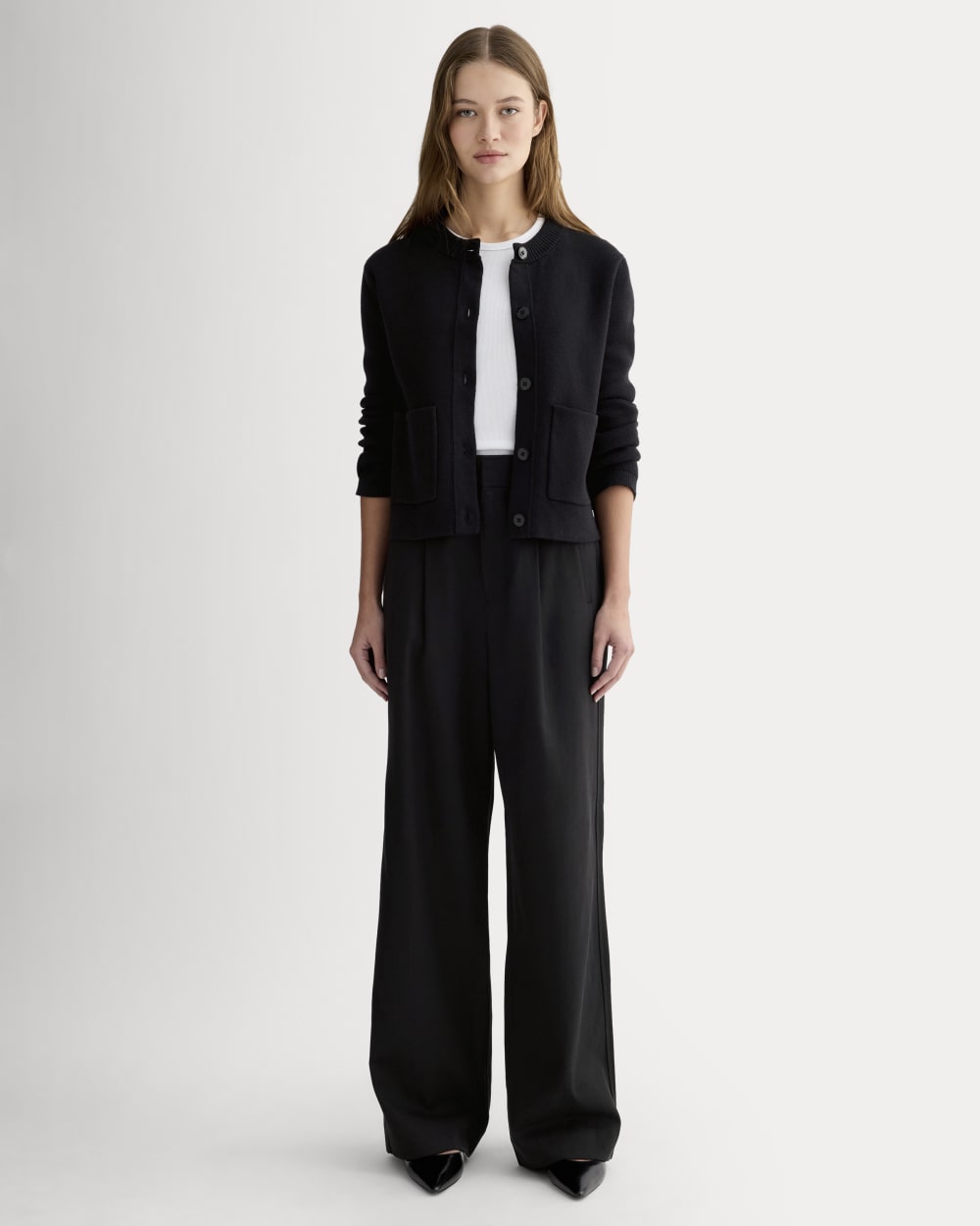 The Draper Pleated Pant in Buttersmooth | Black | 32" Inseam