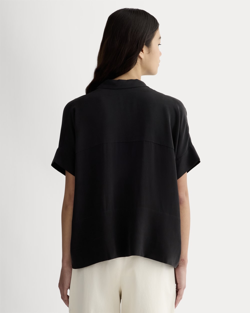 The Boxy Shirt in Washable Silk | Black