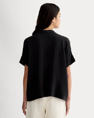The Boxy Shirt in Washable Silk | Black
