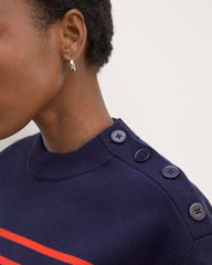The Mariner Crew Sweater | Navy / Poppy Red