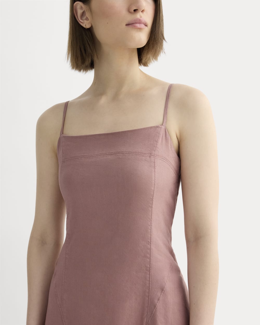 The Seamed Dress in Stretch Linen | Rose Dusk