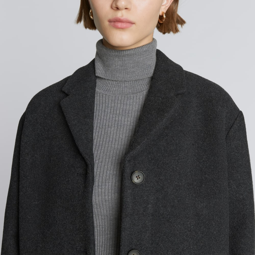 The Italian ReWool® Cocoon Coat | Heathered Black