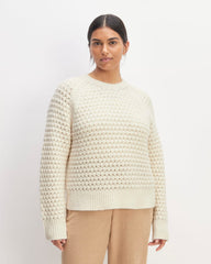 The Cloud Oversized Textured Crew | Bone