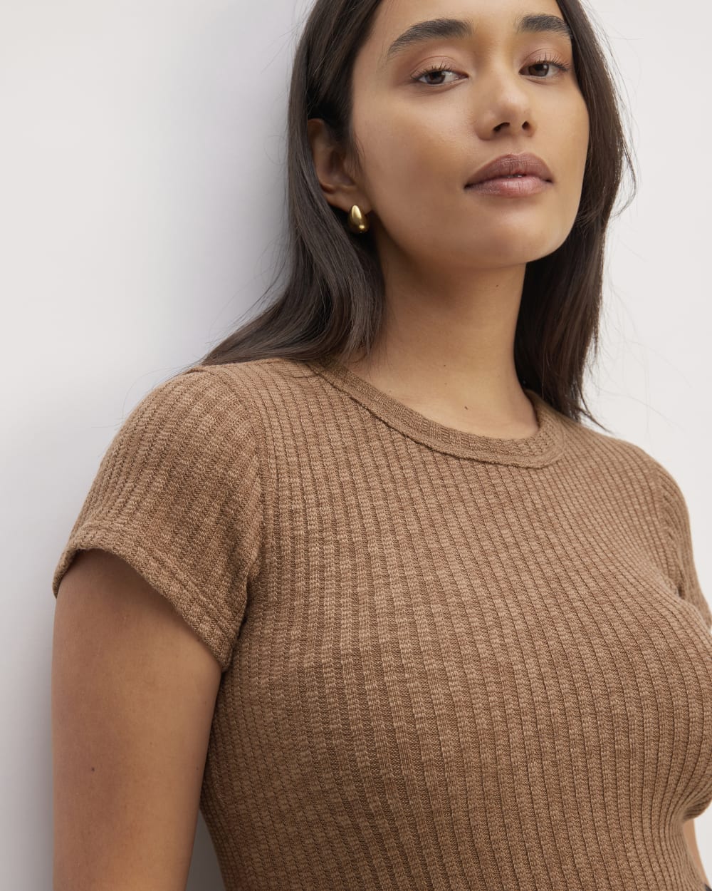The Cozy Rib Tee | Carob Brown