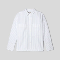 The Boxy Oxford | White / Periwinkle Mini Stripe