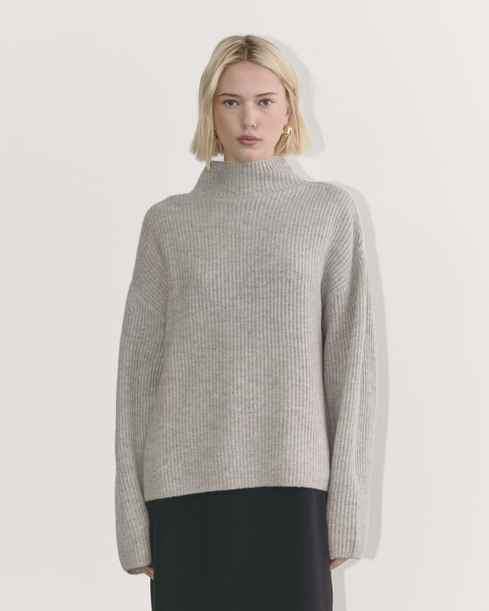 The Fisherman Turtleneck in Wool Cashmere | Light Heather Grey