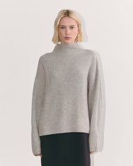 The Fisherman Turtleneck in Wool Cashmere | Light Heather Grey