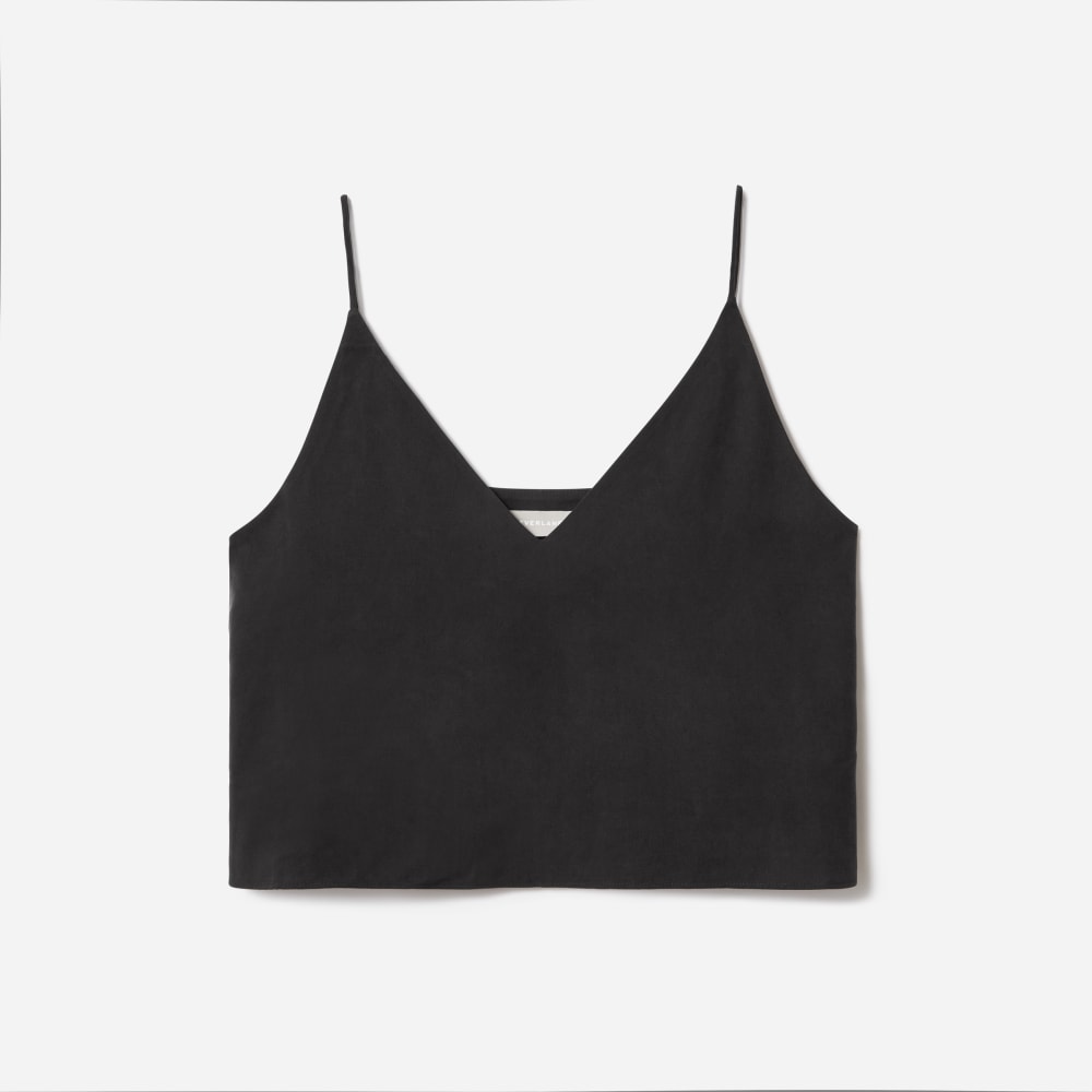 The Washable Silk Cropped Cami | Black