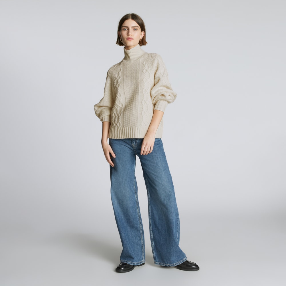 The Felted Merino Cable Sweater | Bone