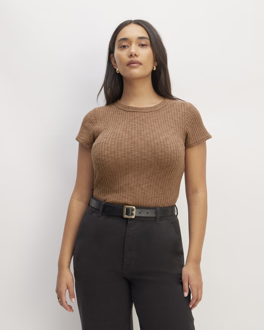 The Cozy Rib Tee | Carob Brown