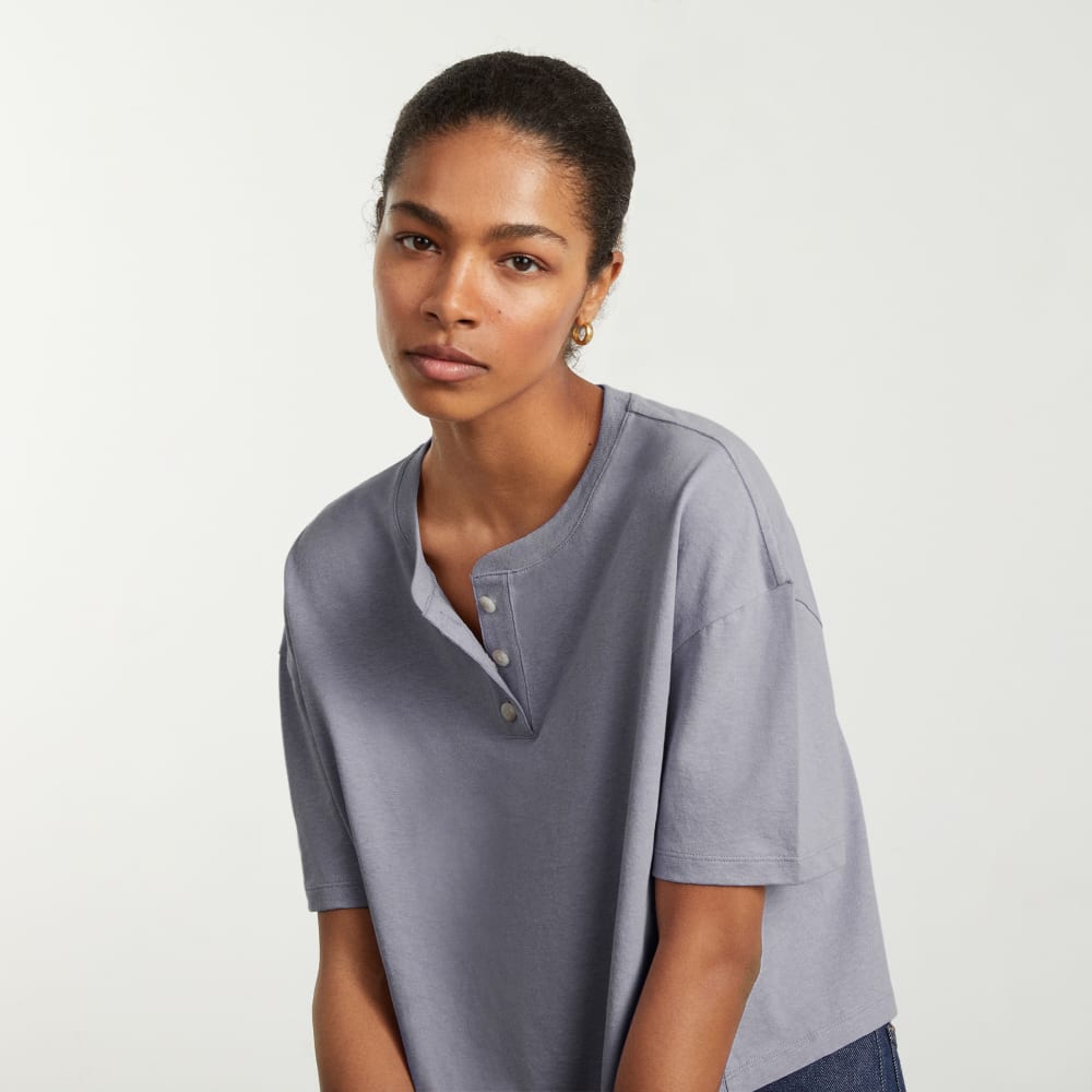 The Vintage Henley Hemp Tee | Lilac Grey