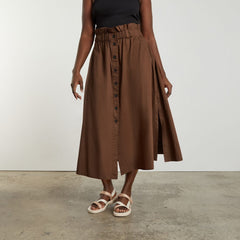 The Easy Button-Front Skirt | Espresso