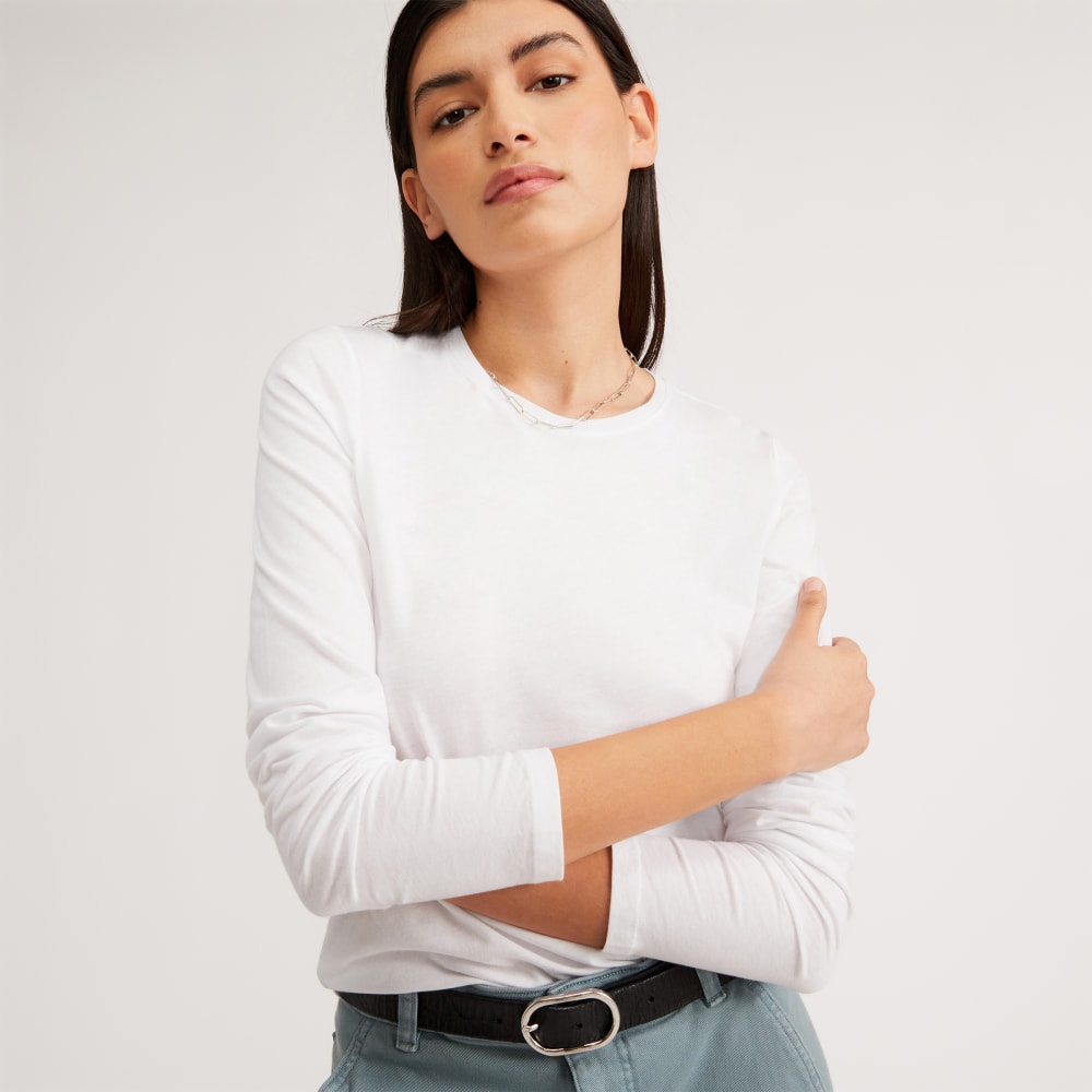 The Organic Cotton Long-Sleeve Crew | White