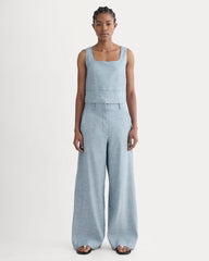 The Wide-Leg Pant in Stretch Linen | Chambray