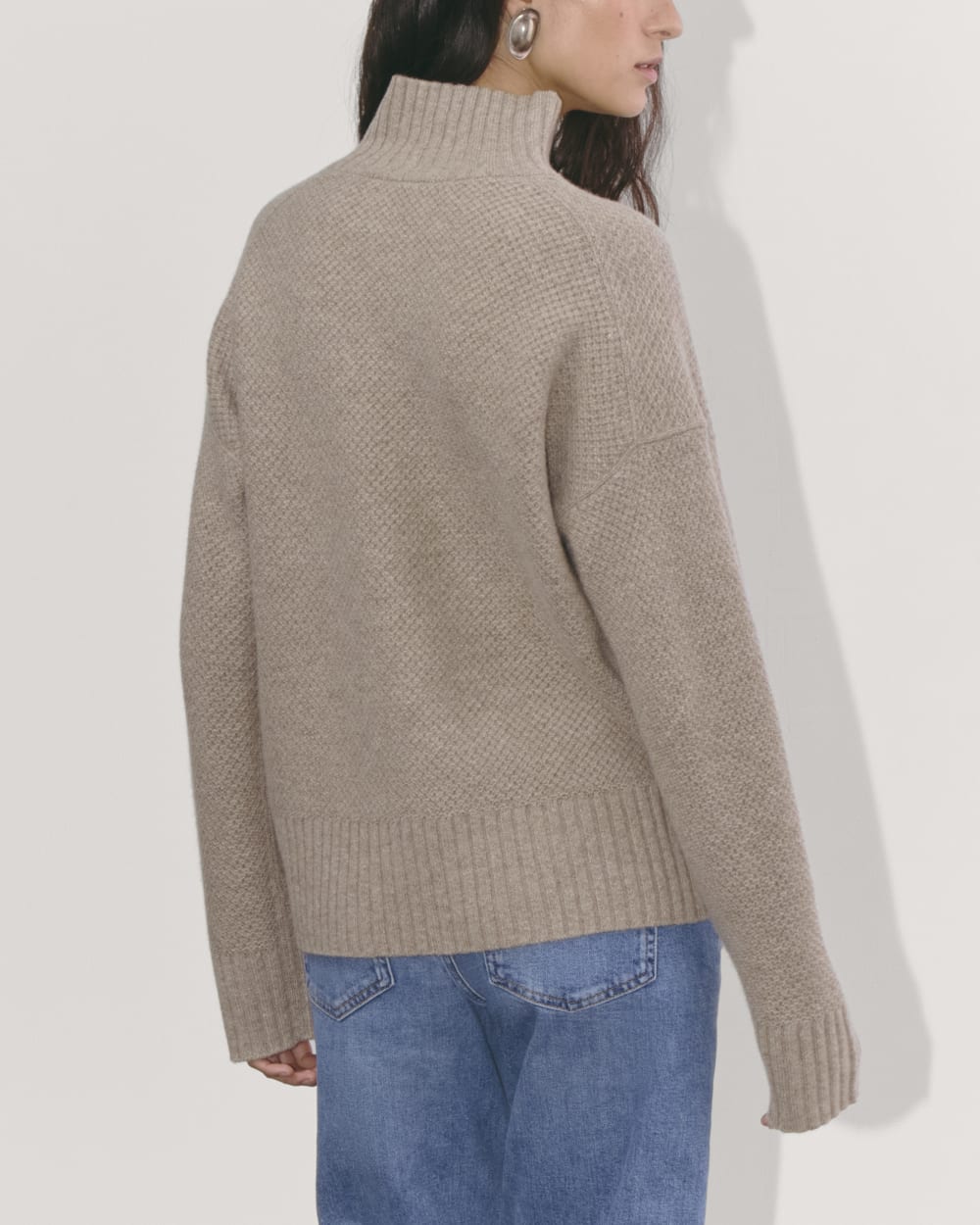 The Honeycomb Funnel Neck in Wool Cashmere | Oatmeal