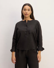The Popover Shirt in Linen | Black