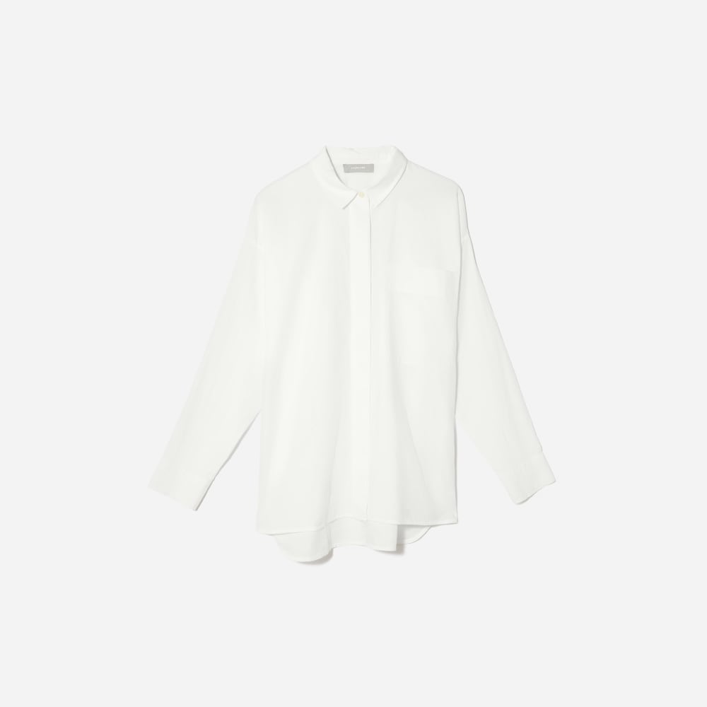 The Oversized Silky Cotton Shirt | White
