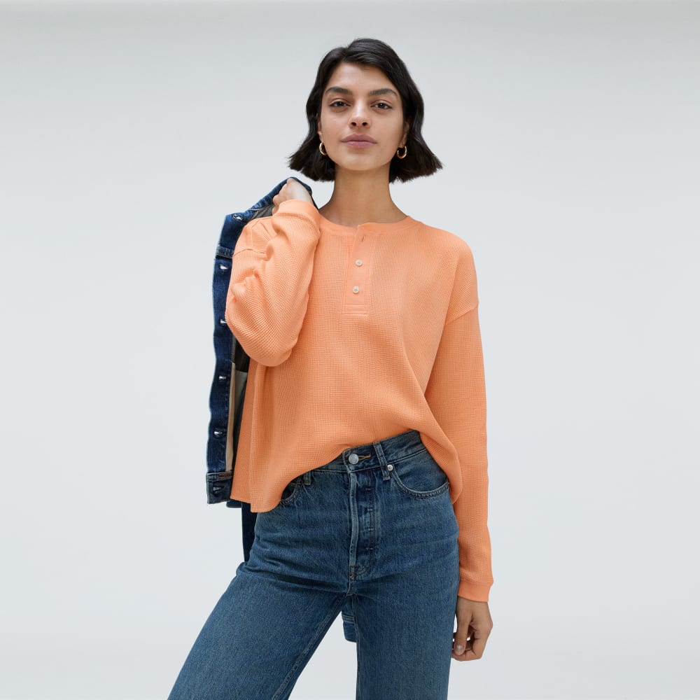 The Organic Cotton Waffle Henley | Orange Chiffon
