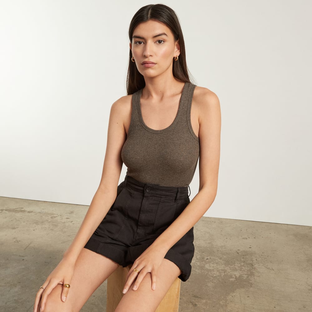 The Pima Micro-Rib U-neck Tank | Heathered Fatigue