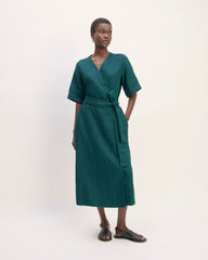 The Wrap Dress in Linen | Dark Sea