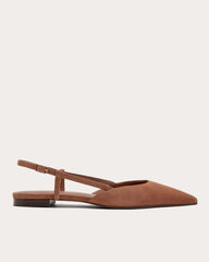 The Studio Slingback Flat | Saddle Brown Suede