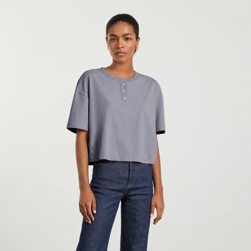 The Vintage Henley Hemp Tee | Lilac Grey