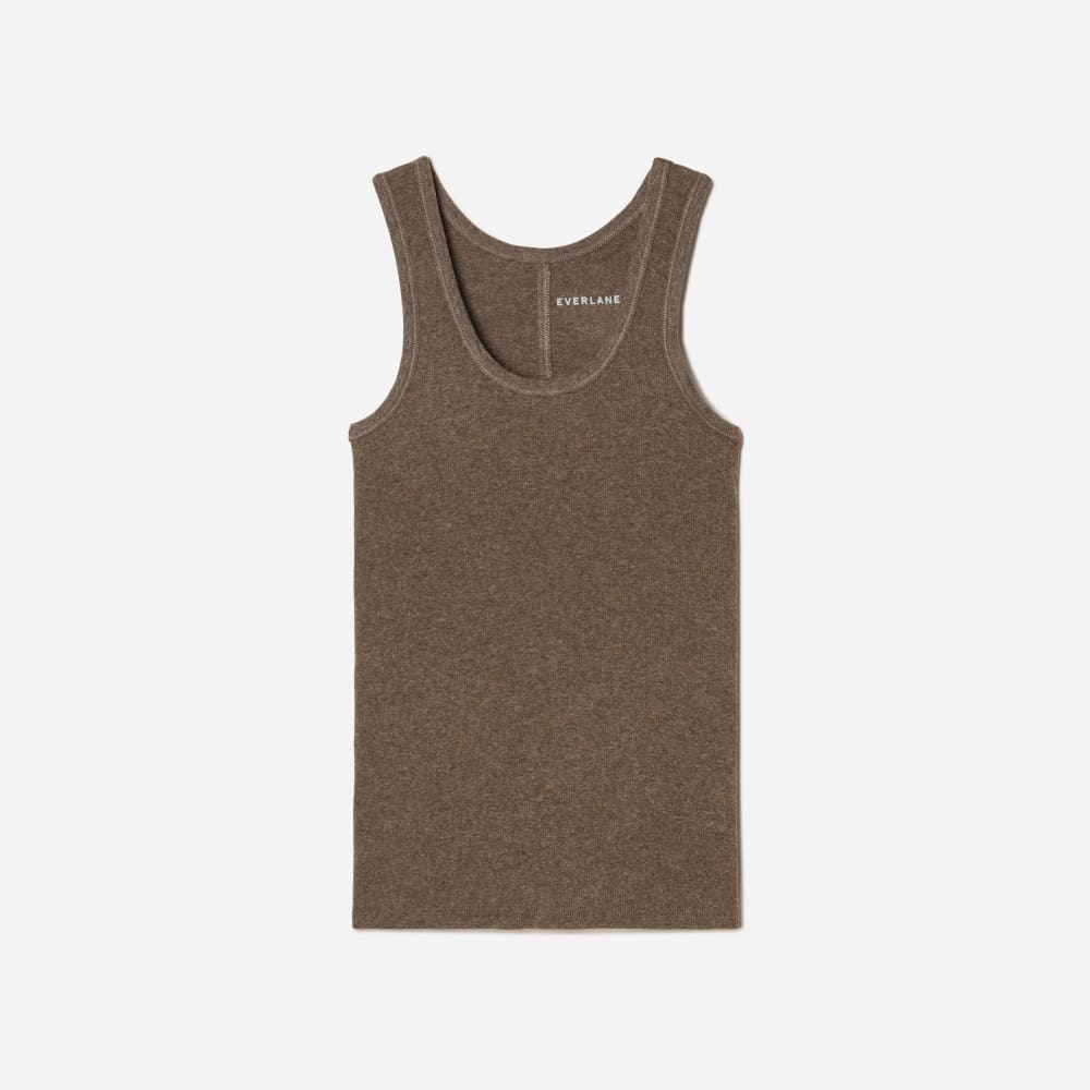 The Pima Micro-Rib U-neck Tank | Heathered Fatigue
