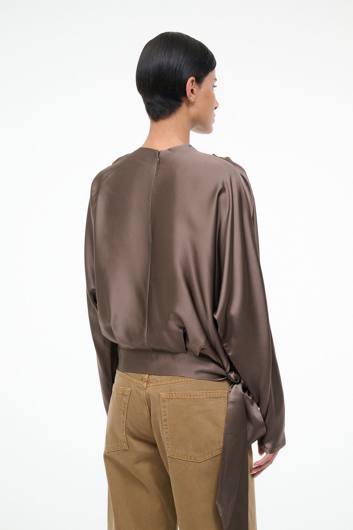 PHOEBE SILK TOP | TRUFFLE