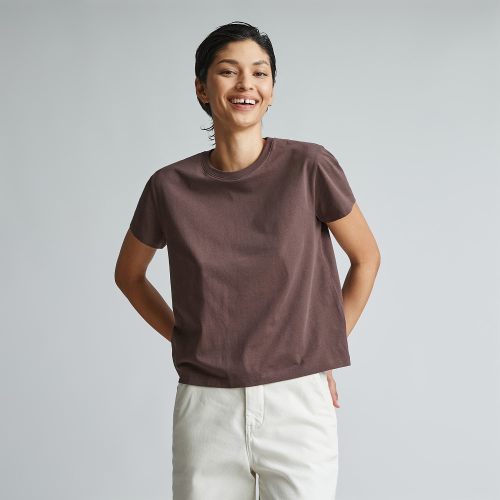 The Box-Cut Tee in Essential Cotton | Chocolate Brown | No Pocket