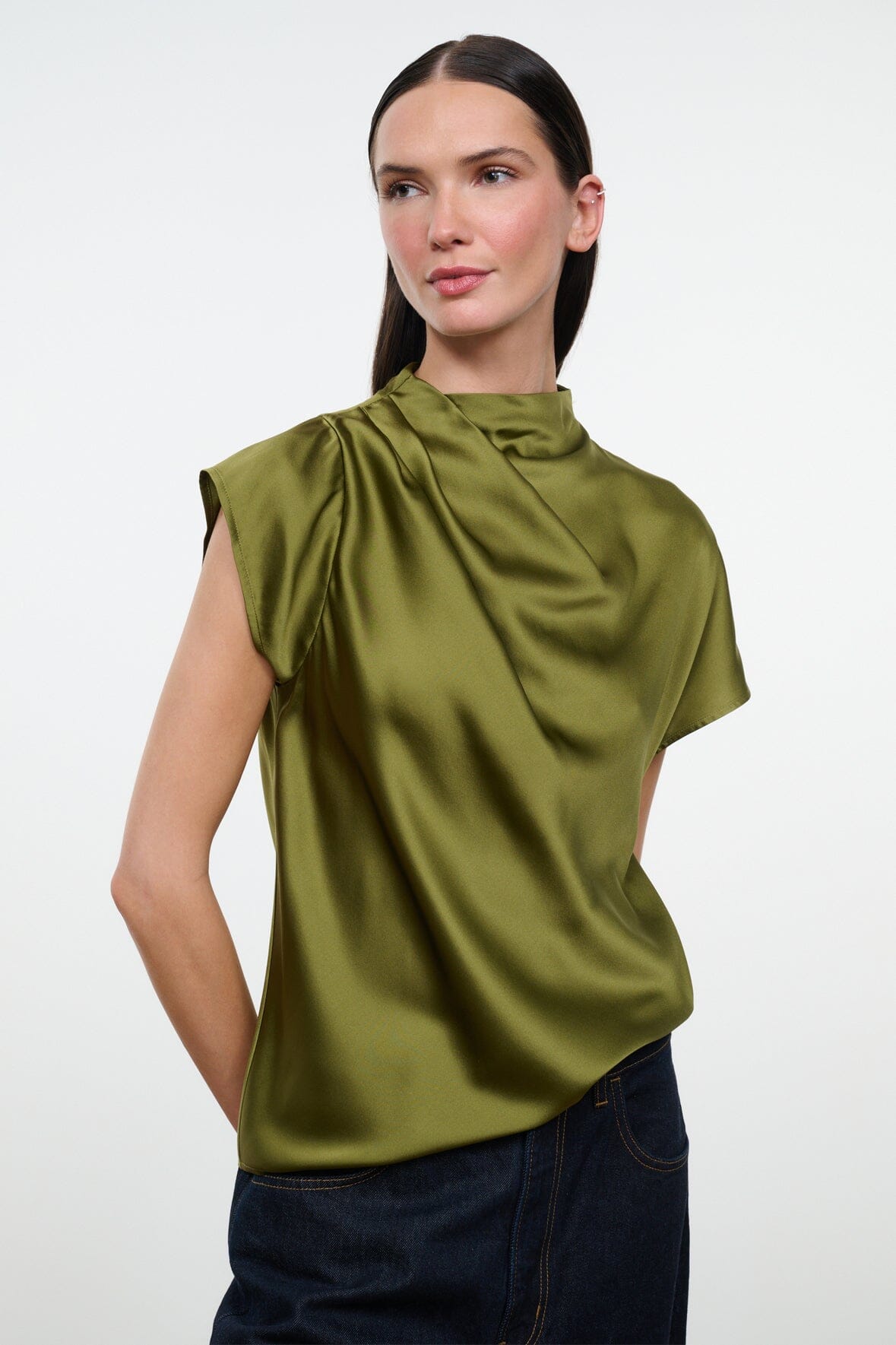DAVINA SILK TOP | PEAR