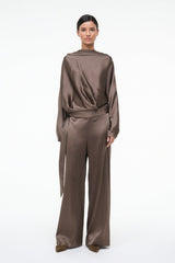 PHOEBE SILK TOP | TRUFFLE