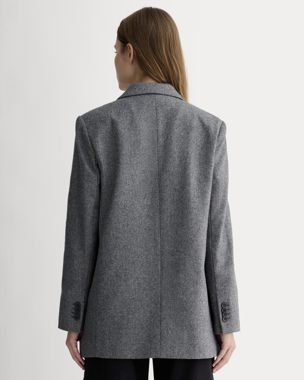 The Oversized Blazer in Wool | Grey Herringbone