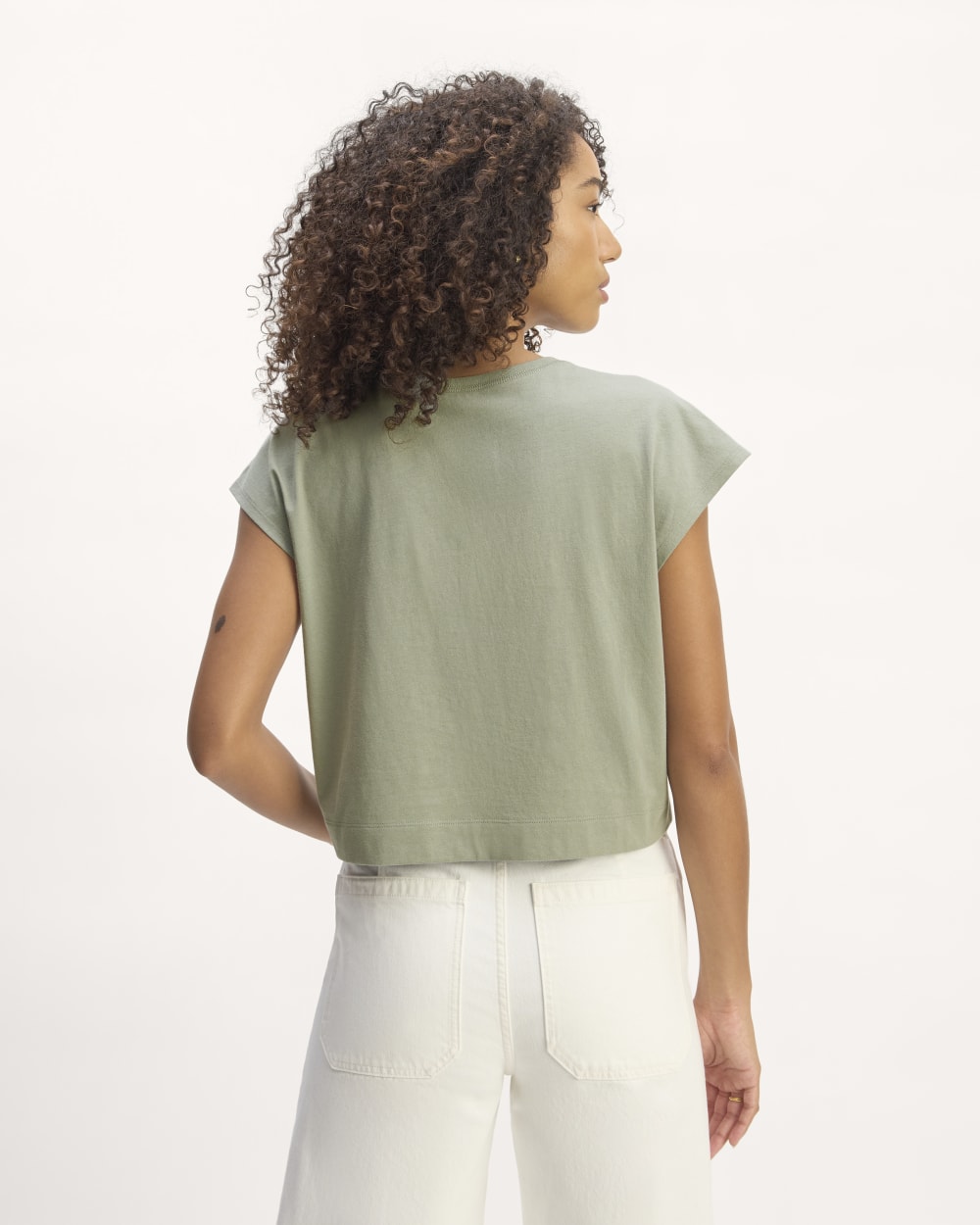 The Muscle Cropped Tee in Essential Cotton | Sage Green